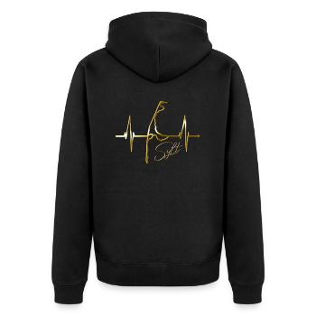 Sylt Skyline Nordsee Herzschlag Nordfriesen Sylter - Unisex Premium Bio Zip Hoodie - Schwarz - Hinten - Nico (187cm)