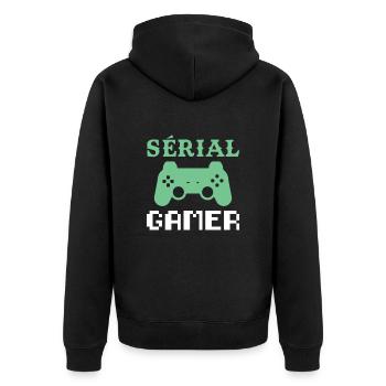 Sérial Gamer humour console jeux vidéos ado geek - Veste à capuche bio Premium Unisexe - noir - Dos - Nico (187cm)