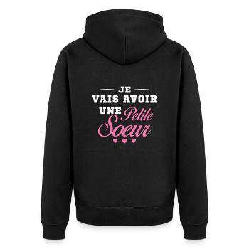 Je Vais Avoir Une Petite Sœur Cadeau Future Soeur - Veste à capuche bio Premium Unisexe - noir - Dos - Nico (187cm)