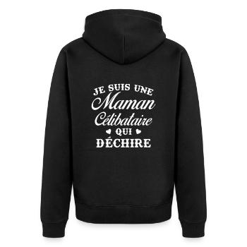 Femme Maman célibataire qui déchire - Veste à capuche bio Premium Unisexe - noir - Dos - Nico (187cm)