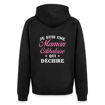 Femme Maman célibataire qui déchire - Veste à capuche bio Premium Unisexe - noir - Dos - Nico (187cm)