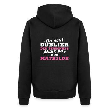 On peut pas oublier une Mathilde prénom fille - Veste à capuche bio Premium Unisexe - noir - Dos - Nico (187cm)