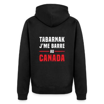 TABARNAK Je Me Barre Au Canada Humour - Veste à capuche bio Premium Unisexe - noir - Dos - Nico (187cm)