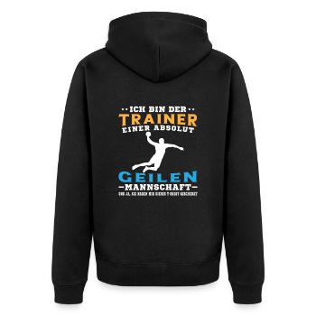 Mannschaft Handballspieler Beachhandball Ballsport - Unisex Premium Bio Zip Hoodie - Schwarz - Hinten - Nico (187cm)