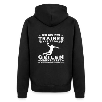Mannschaft Handballspieler Beachhandball Ballsport - Unisex Premium Bio Zip Hoodie - Schwarz - Hinten - Nico (187cm)