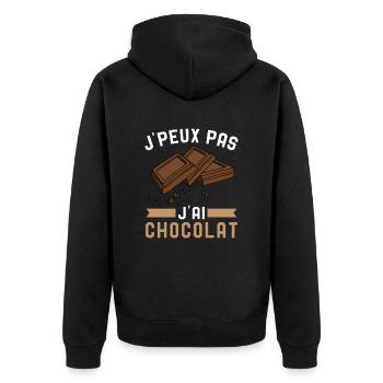 Je Peux Pas J'Ai Chocolat Humour Chocolatine - Veste à capuche bio Premium Unisexe - noir - Dos - Nico (187cm)