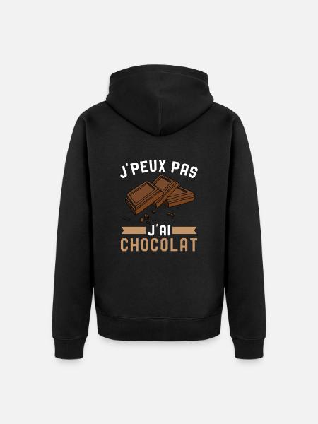 Je Peux Pas J'Ai Chocolat Humour Chocolatine - Veste à capuche bio Premium Unisexe - noir