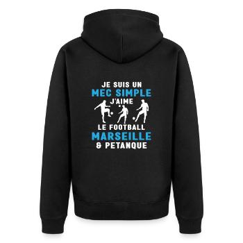 Mec Simple Marseillais Pétanque Amateur Football - Veste à capuche bio Premium Unisexe - noir - Dos - Nico (187cm)