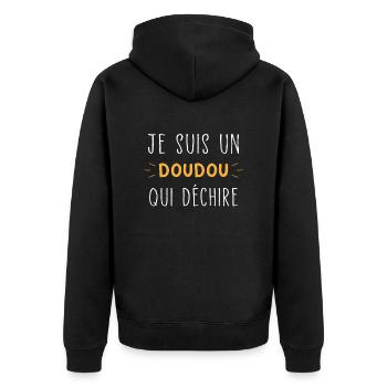Je suis un Doudou qui déchire Humour Doudou - Veste à capuche bio Premium Unisexe - noir - Dos - Nico (187cm)