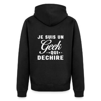 Je suis un geek qui déchire - Veste à capuche bio Premium Unisexe - noir - Dos - Nico (187cm)
