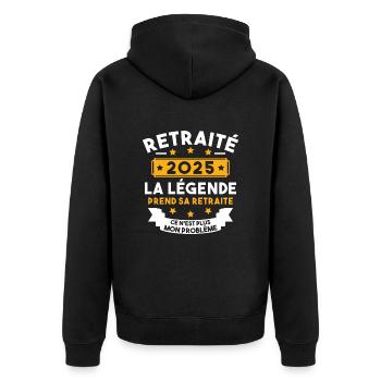 Retraité 2025 Pour Homme Femme Départ Retraite - Veste à capuche bio Premium Unisexe - noir - Dos - Nico (187cm)