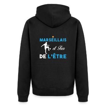 J'aime Marseille Je suis Supporter de Marseille - Veste à capuche bio Premium Unisexe - noir - Dos - Nico (187cm)