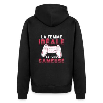 La femme idéale est une gameuse cadeau geek humour - Veste à capuche bio Premium Unisexe - noir - Dos - Nico (187cm)