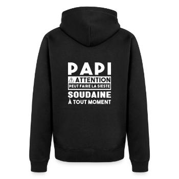 Papi Peut Faire La Sieste Soudaine Grand Pères - Veste à capuche bio Premium Unisexe - noir - Dos - Nico (187cm)