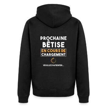 Cadeau drôle enfant Bêtise en cours de chargement - Veste à capuche bio Premium Unisexe - noir - Dos - Nico (187cm)