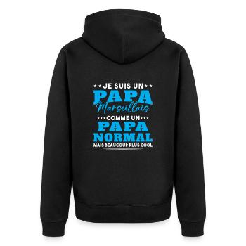 Papa Marseillais Humour Cadeau De Noël - Veste à capuche bio Premium Unisexe - noir - Dos - Nico (187cm)