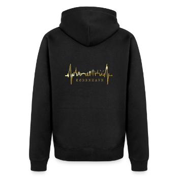 Copenhague Skyline Heartbeat Danemark Amour Hygge - Veste à capuche bio Premium Unisexe - noir - Dos - Nico (187cm)
