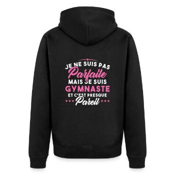 Cadeau gymnastique par parfaite mais Gymnaste - Veste à capuche bio Premium Unisexe - noir - Dos - Nico (187cm)