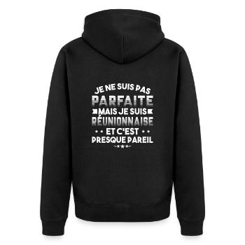 Je ne suis pas parfaite mais je suis Réunionnaise - Veste à capuche bio Premium Unisexe - noir - Dos - Nico (187cm)