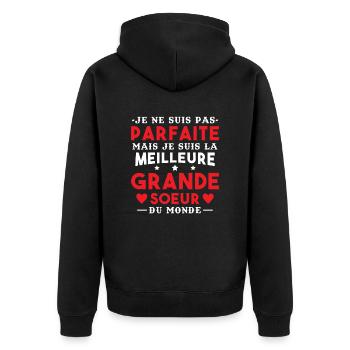 Je suis la meilleure grande soeur du monde - Veste à capuche bio Premium Unisexe - noir - Dos - Nico (187cm)
