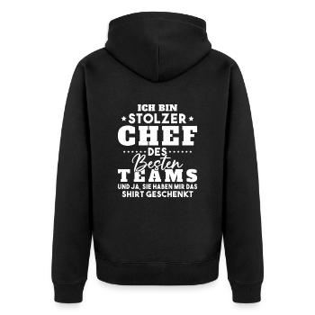 Stolzer Chef Des Besten Teams Shirt Geschenkt Fun - Unisex Premium Bio Zip Hoodie - Schwarz - Hinten - Nico (187cm)