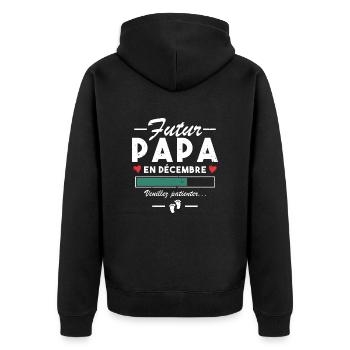 Homme Annonce Grossesse Futur Papa En décembre - Veste à capuche bio Premium Unisexe - noir - Dos - Nico (187cm)