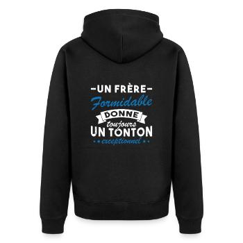 Un frère formidable donne un tonton exceptionnel - Veste à capuche bio Premium Unisexe - noir - Dos - Nico (187cm)