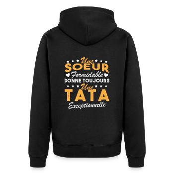 Une sœur formidable donne une tata exceptionnelle - Veste à capuche bio Premium Unisexe - noir - Dos - Nico (187cm)