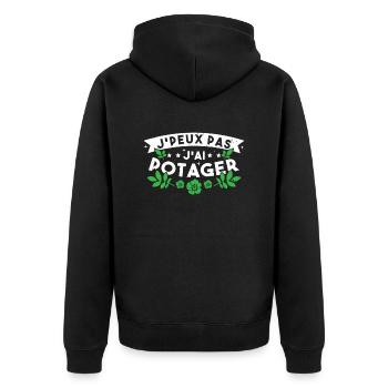 J'Peux pas J'ai Potager Cadeau De Jardinage Drole - Veste à capuche bio Premium Unisexe - noir - Dos - Nico (187cm)