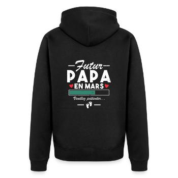 Annonce De Grossesse Papa Bébé Futur Papa En Mars - Veste à capuche bio Premium Unisexe - noir - Dos - Nico (187cm)