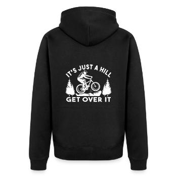 Es ist nur ein Hügel, um darüber hinwegzukommen Radfahrer MTB Berg - Unisex Premium Bio Zip Hoodie - Schwarz - Hinten - Nico (187cm)