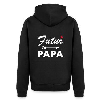 Futur Papa Humour Cadeau Homme Fête des Pères - Veste à capuche bio Premium Unisexe - noir - Dos - Nico (187cm)