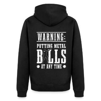 Kugelstoßen | Leichtathletik Kugelstoßer Geschenke - Unisex Premium Bio Zip Hoodie - Schwarz - Hinten - Nico (187cm)