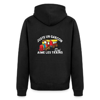 Juste un garçon qui aime les trains - Veste à capuche bio Premium Unisexe - noir - Dos - Nico (187cm)