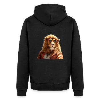 Lion with Sunglasses Dad Lions Love Wild Lion - Unisex Premium Organic Zip Hoodie - black - Back - Nico (187cm)