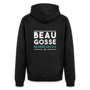 Beau Gosse De Père En Fils - Veste à capuche bio Premium Unisexe - noir - Dos - Nico (187cm)