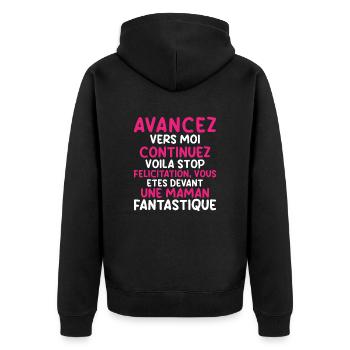 Femme Humour Super Cadeau Pour Maman Marrant Fille - Veste à capuche bio Premium Unisexe - noir - Dos - Nico (187cm)