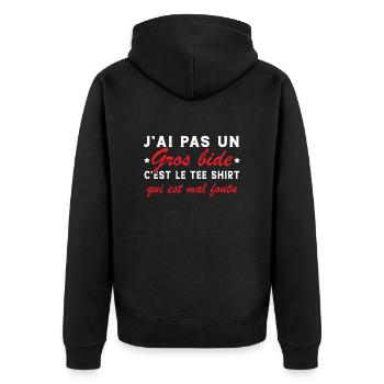 J'ai Pas Un Gros Bide C'est Le Tee Shirt Cadeau - Veste à capuche bio Premium Unisexe - noir - Dos - Nico (187cm)