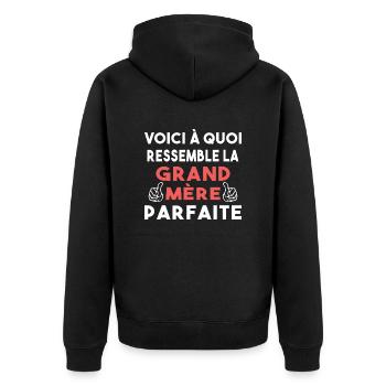 Grand Mère Parfaite Mémère Mémé Mamie Bonne Maman - Veste à capuche bio Premium Unisexe - noir - Dos - Nico (187cm)