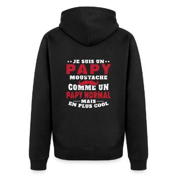 Un papy moustache comme un papy normal - Veste à capuche bio Premium Unisexe - noir - Dos - Nico (187cm)