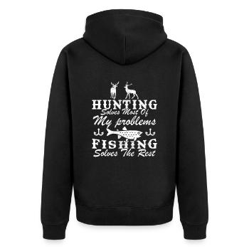 Drôle De Chasse Et De Pêche Cadeau Humour Chasseur - Veste à capuche bio Premium Unisexe - noir - Dos - Nico (187cm)