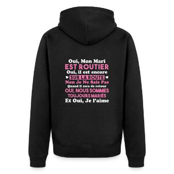 Oui, Mon Mari Est Routier Femme Humour Camionneur - Veste à capuche bio Premium Unisexe - noir - Dos - Nico (187cm)