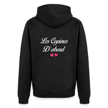 Cadeau Meilleures Copines Les Copines D'abord - Veste à capuche bio Premium Unisexe - noir - Dos - Nico (187cm)