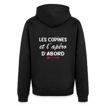 Les copines et l'apéro d'abord - Veste à capuche bio Premium Unisexe - noir - Dos - Nico (187cm)