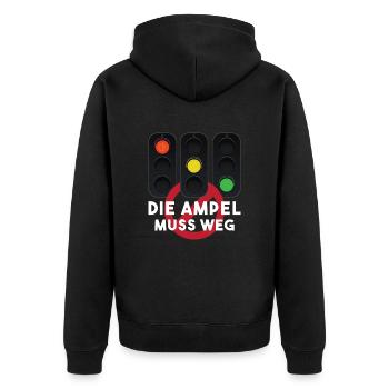 Die Ampel muss weg - Unisex Premium Bio Zip Hoodie - Schwarz - Hinten - Nico (187cm)