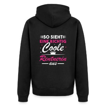 So sieht eine richtig coole Rentnerin aus - Unisex Premium Bio Zip Hoodie - Schwarz - Hinten - Nico (187cm)