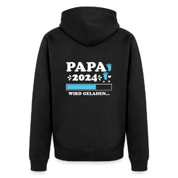 Vater 2024 Werdender Papa Loading 2024 - Unisex Premium Bio Zip Hoodie - Schwarz - Hinten - Nico (187cm)