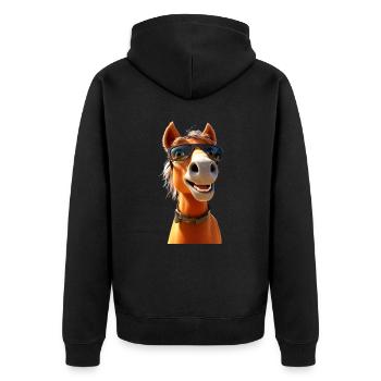 Pferd Pferdemädchen Reiterin Pony Stall Pferde - Unisex Premium Bio Zip Hoodie - Schwarz - Hinten - Nico (187cm)