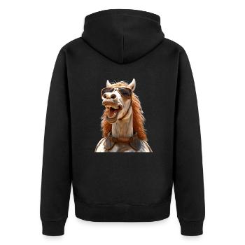 Pferd Pferdemädchen Reiterin Pony Stall Pferde - Unisex Premium Bio Zip Hoodie - Schwarz - Hinten - Nico (187cm)