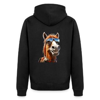 Pferd Pferdemädchen Reiterin Pony Stall Pferde - Unisex Premium Bio Zip Hoodie - Schwarz - Hinten - Nico (187cm)